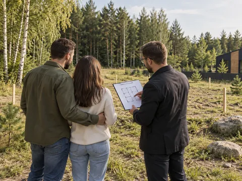 Обговорення потреб родини та майбутнього будинку на ділянці — AI-ілюстрація